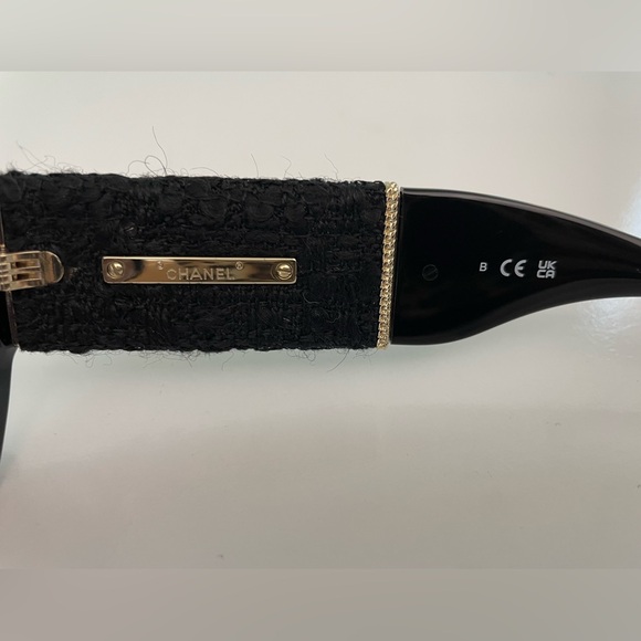 CHANEL Square Sunglasses Acetate & Tweed 5512-A Black Gold NEW main image 13
